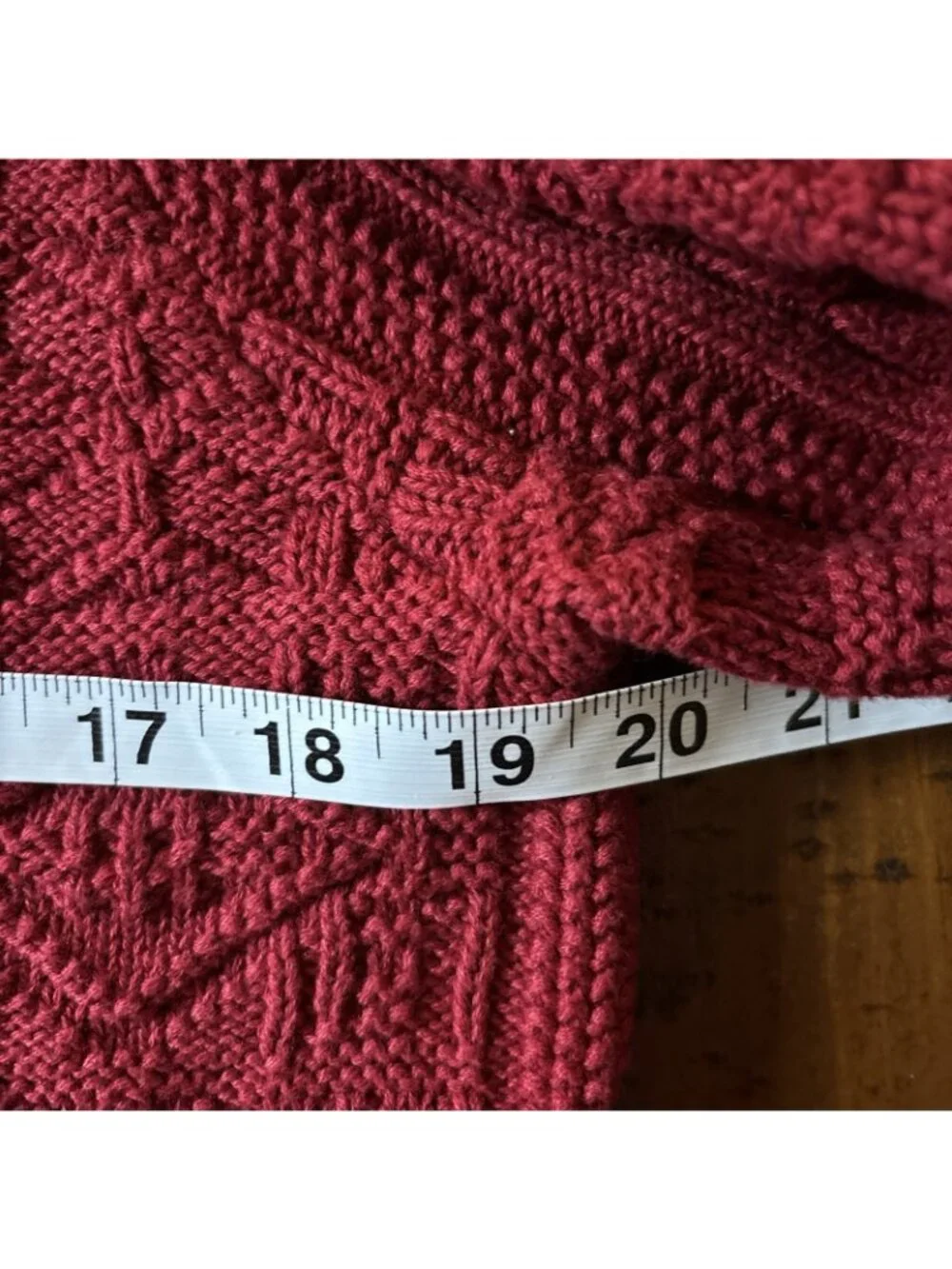 Ll Bean Red Cable Knit Cardigan Size Medium 100% Cotton